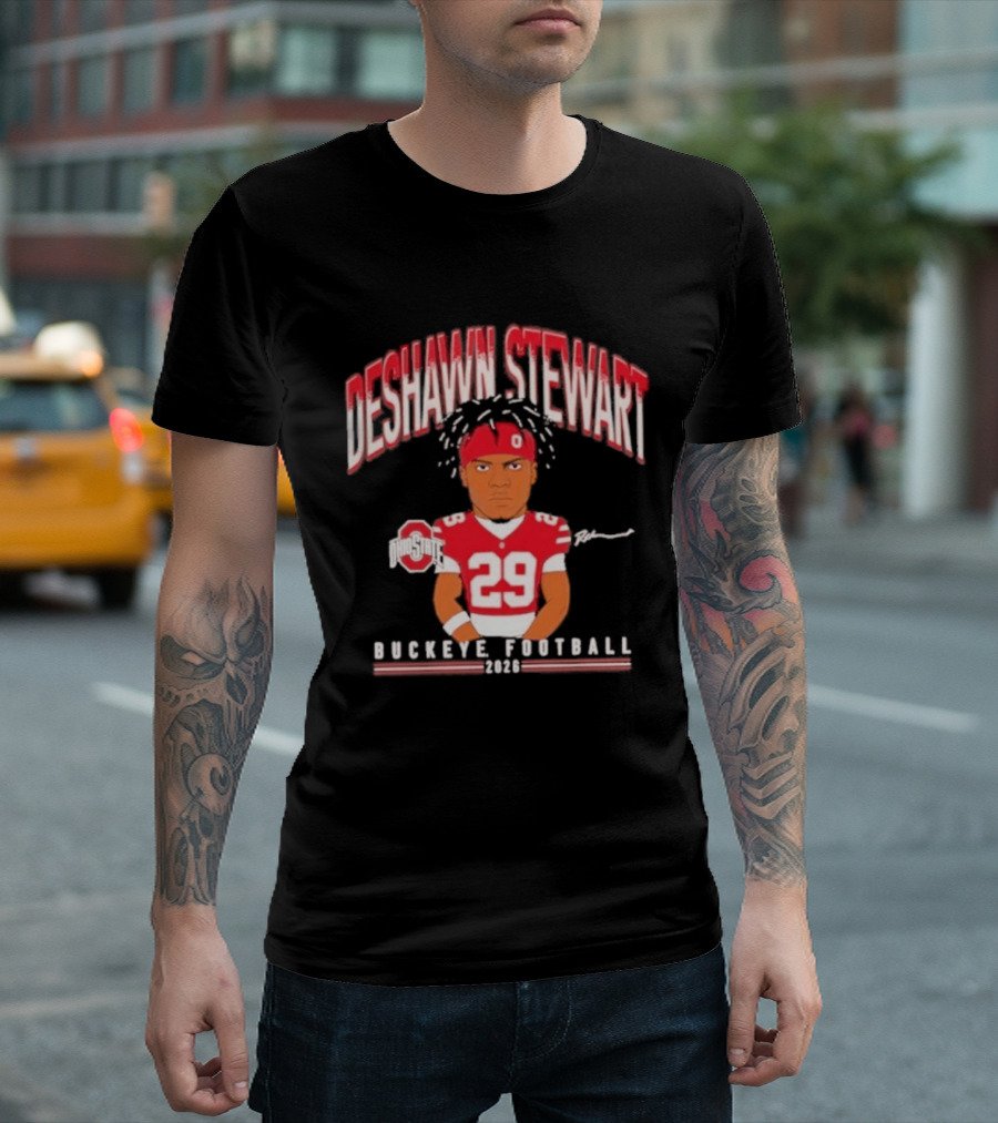 Deshawn Stewart Ohio State Buckeye Football Cartoon 26 T-Shirt