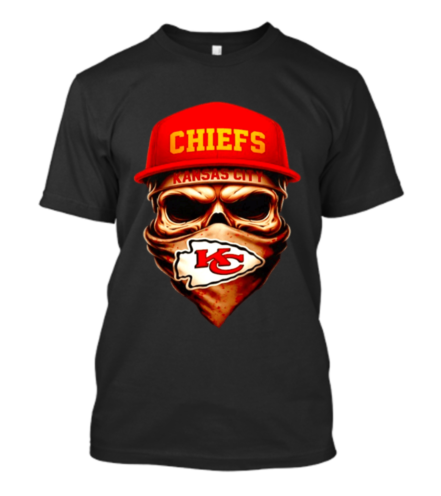Kansas City Chiefs Skull Bandana KC T-Shirt