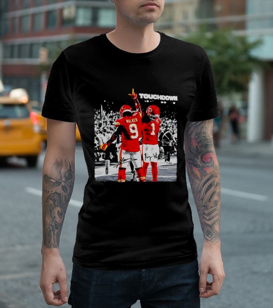 Kenneth Walker III Xavier Worthy Kansas City Chiefs Touchdown Celebration T-Shirt