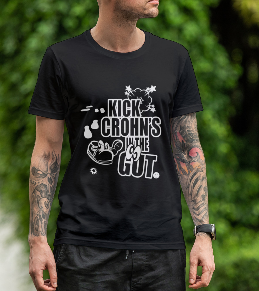 Kick Crohn's In The Gut Crohn's & Colitis Foundation Claw And Cartoon Style Fighting T-Shirt