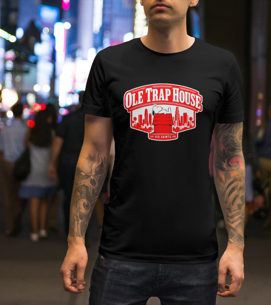 Ole Trap House Snoopy 415 Saints Skyline T-Shirt