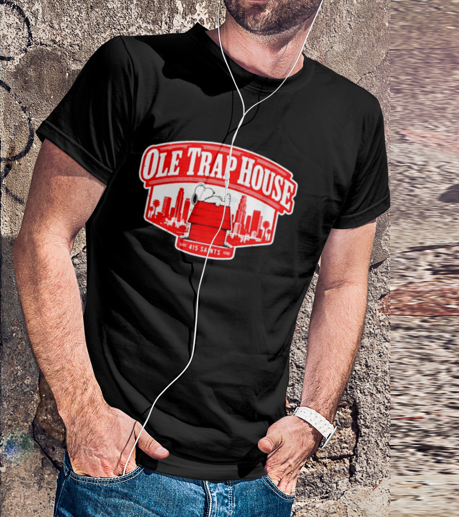 Ole Trap House Snoopy 415 Saints Skyline T-Shirt