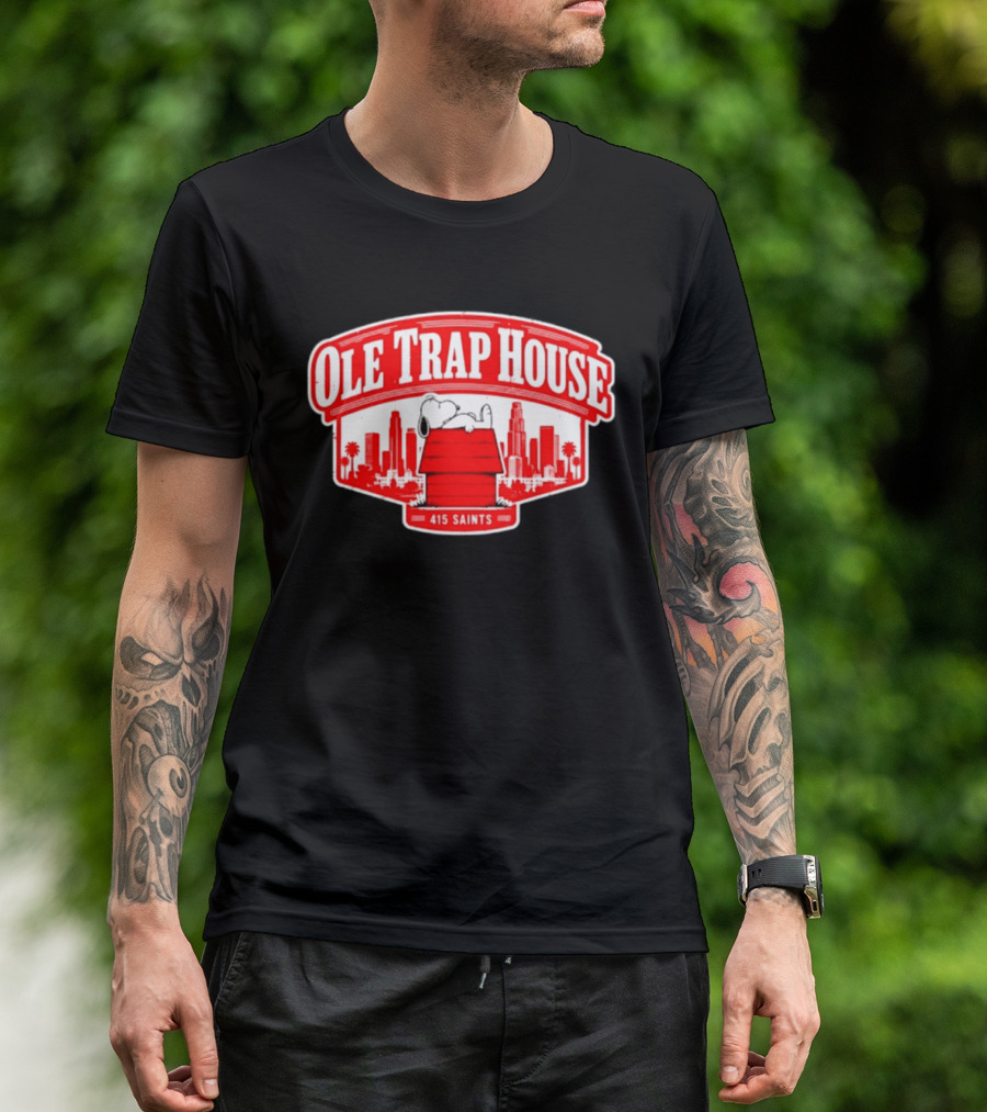 Ole Trap House Snoopy 415 Saints Skyline T-Shirt