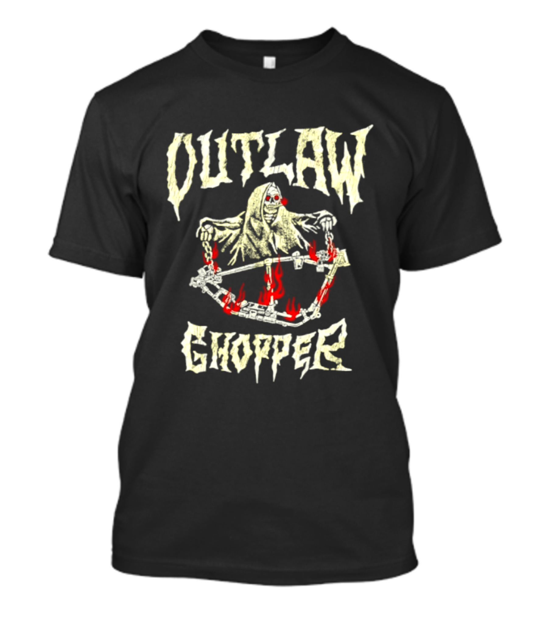 Outlaw Chopper Grim Reaper Smoking Skeleton T-Shirt