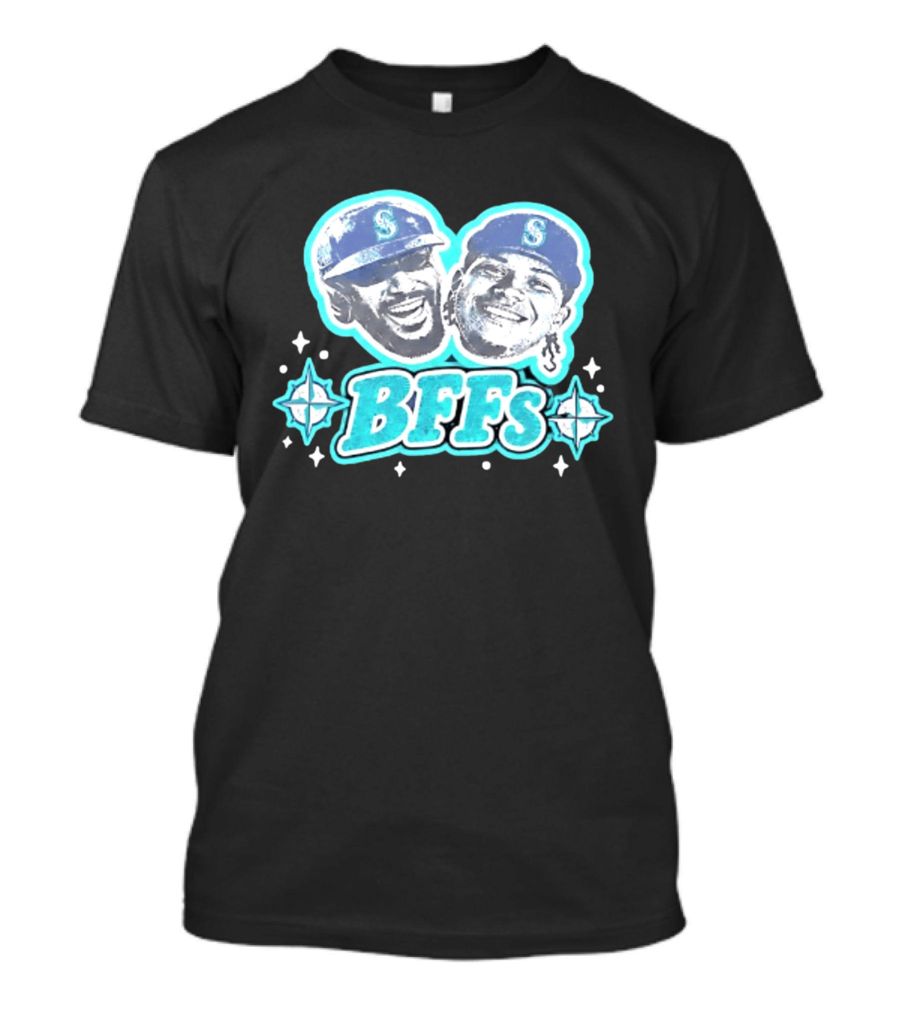 BFFs Seattle Mariners Laz Michael Arroyo Big Head T-Shirt