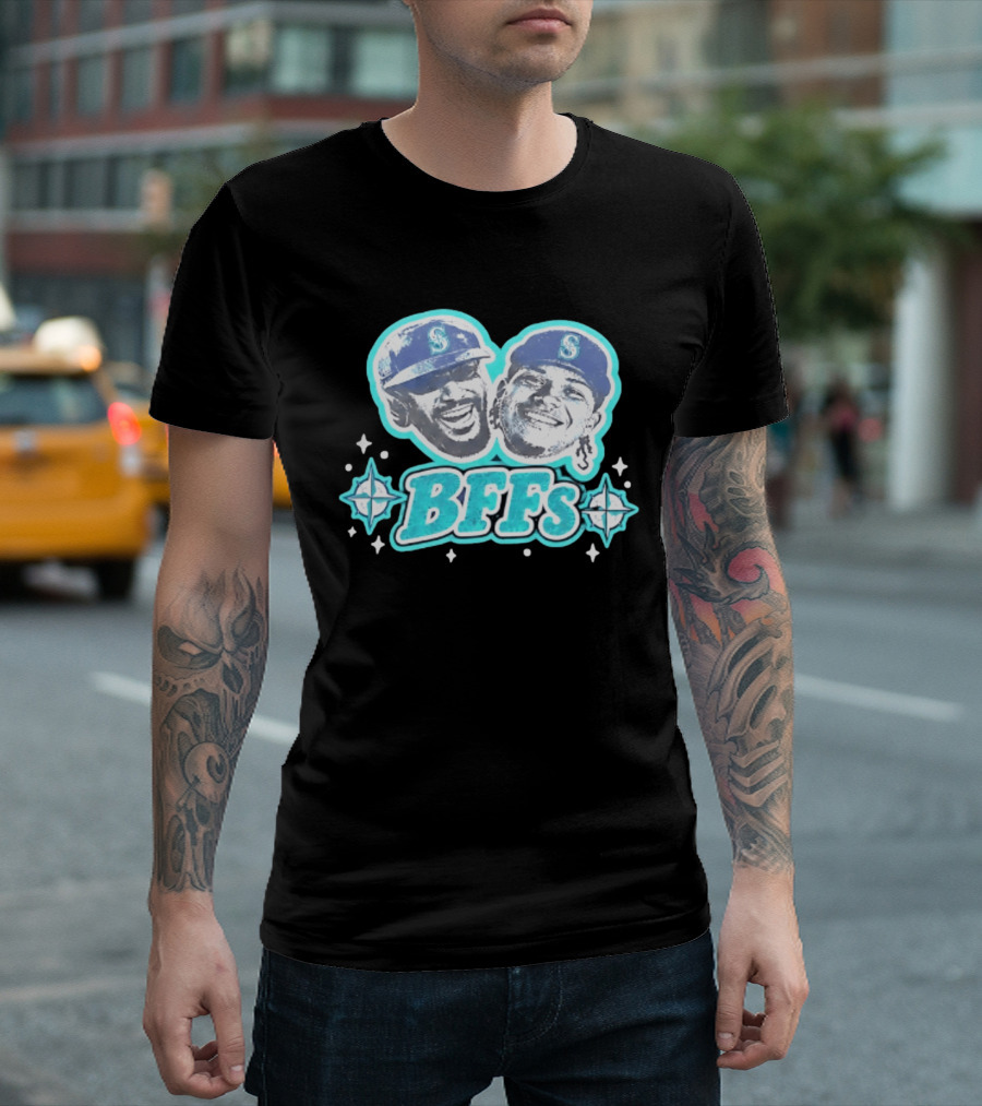 BFFs Seattle Mariners Laz Michael Arroyo Big Head T-Shirt