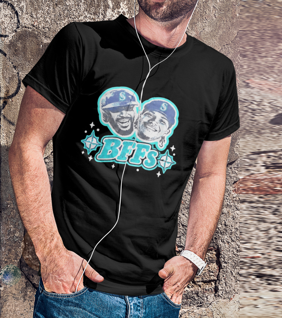 BFFs Seattle Mariners Laz Michael Arroyo Big Head T-Shirt