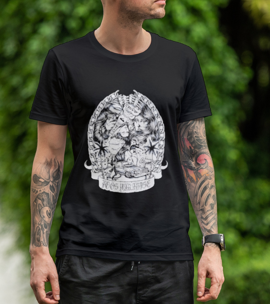 Foos Paradise Chicano Lowrider Culture Classic Cars Chain T-Shirt