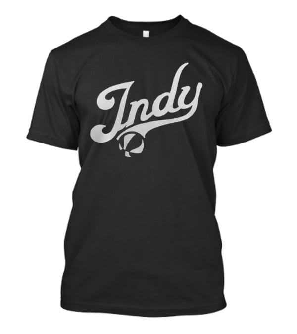 Indy Basketball Script Style With Iconic Ball Motif T-Shirt