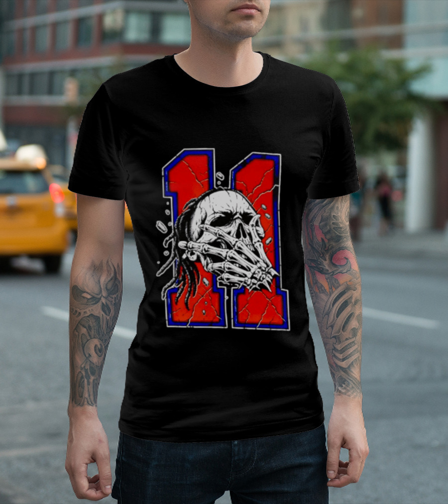 New York Knicks Jalen Brunson Captain Clutch Skull Number 11 T-Shirt