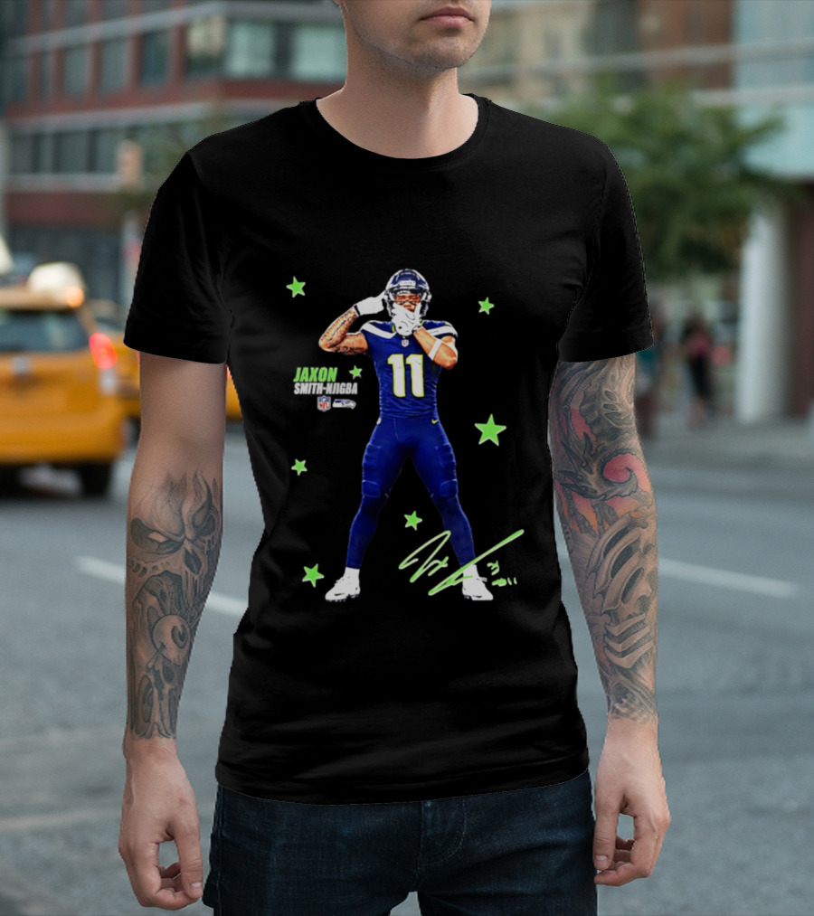 Jaxon Smith Njigba Seattle Seahawks Number 11 NFL Star Player T-Shirt