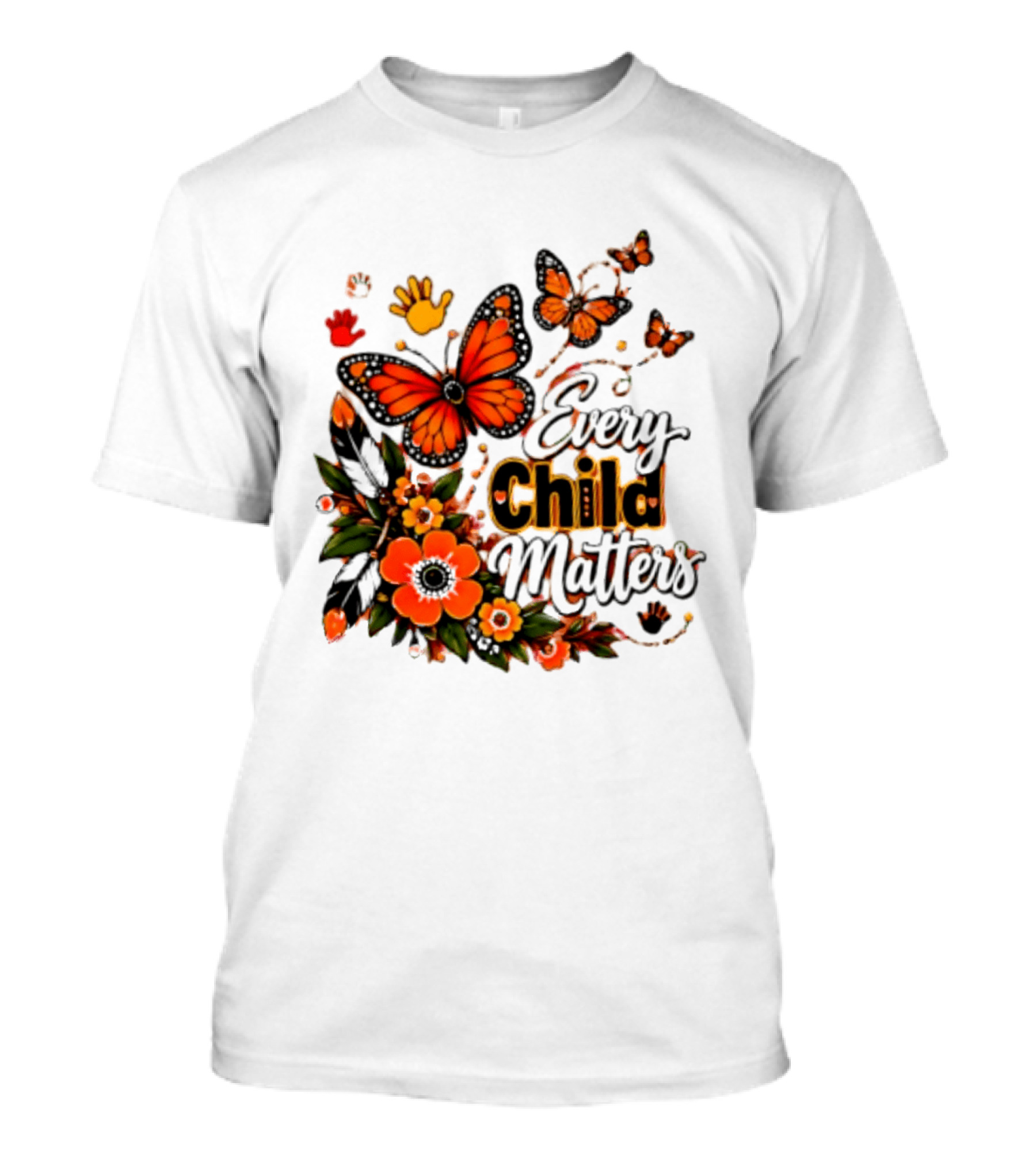 Every Child Matters Orange Butterfly Native Floral Anti Bully Kindness T-Shirt