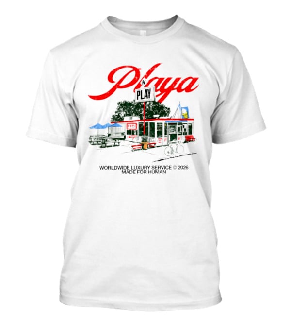Playa K Play Worldwide Luxury Service 2026 Made For Human Bicycle Outdoor Scene T-Shirt