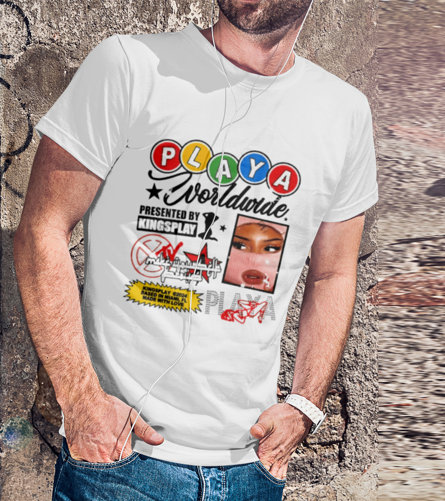 Playa Worldwide Kingsplay Miami Colorful Circles And Urban Street T-Shirt