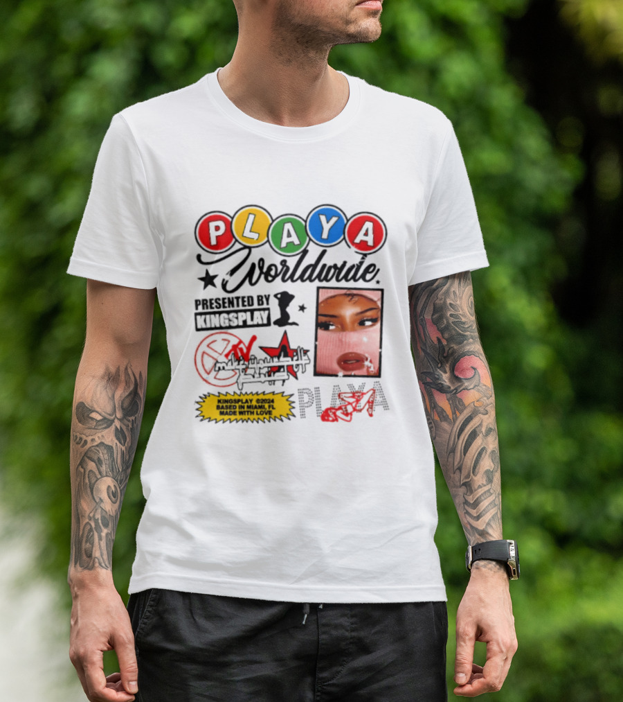 Playa Worldwide Kingsplay Miami Colorful Circles And Urban Street T-Shirt