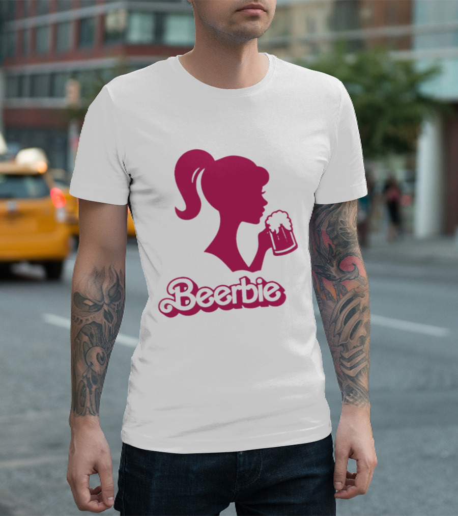 Beerbie Pink Beer Barbie Icon With Beer T-Shirt