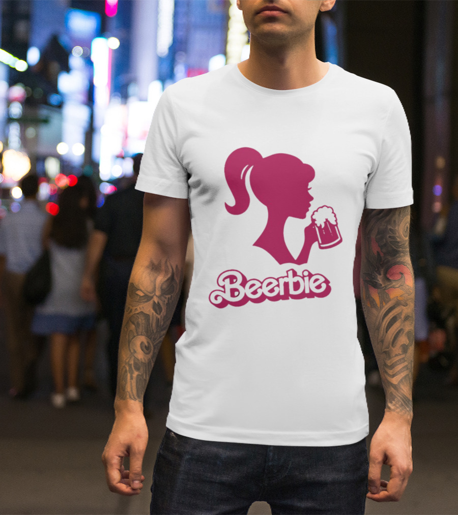 Beerbie Pink Beer Barbie Icon With Beer T-Shirt
