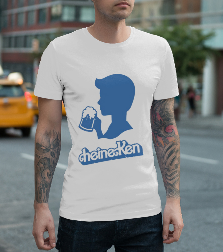 Ken Blue Beer Silhouette Heineken Play On Words T-Shirt