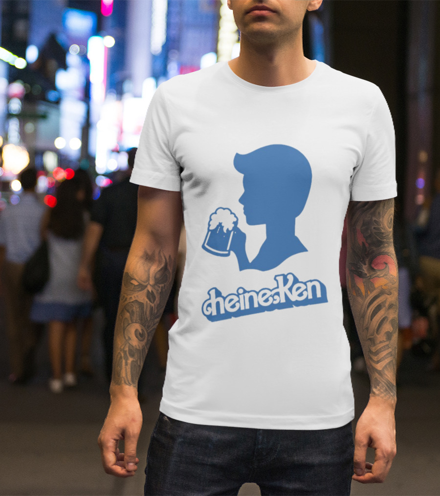 Ken Blue Beer Silhouette Heineken Play On Words T-Shirt