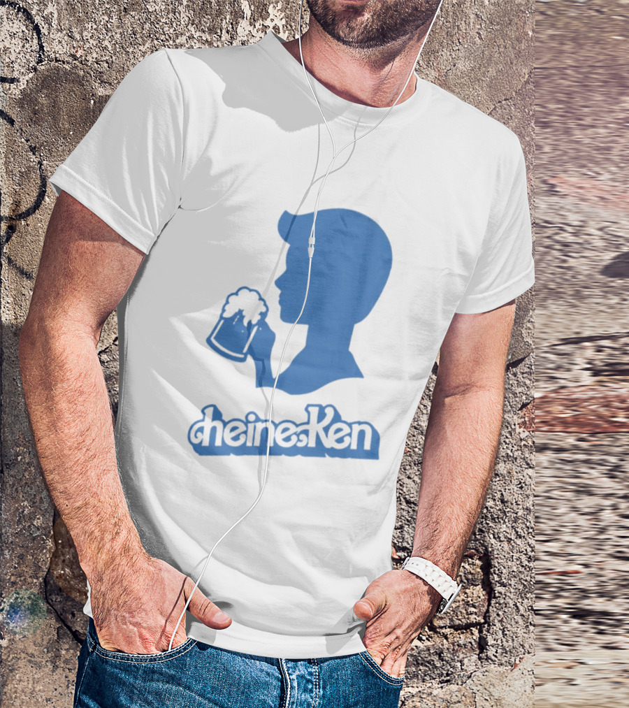 Ken Blue Beer Silhouette Heineken Play On Words T-Shirt
