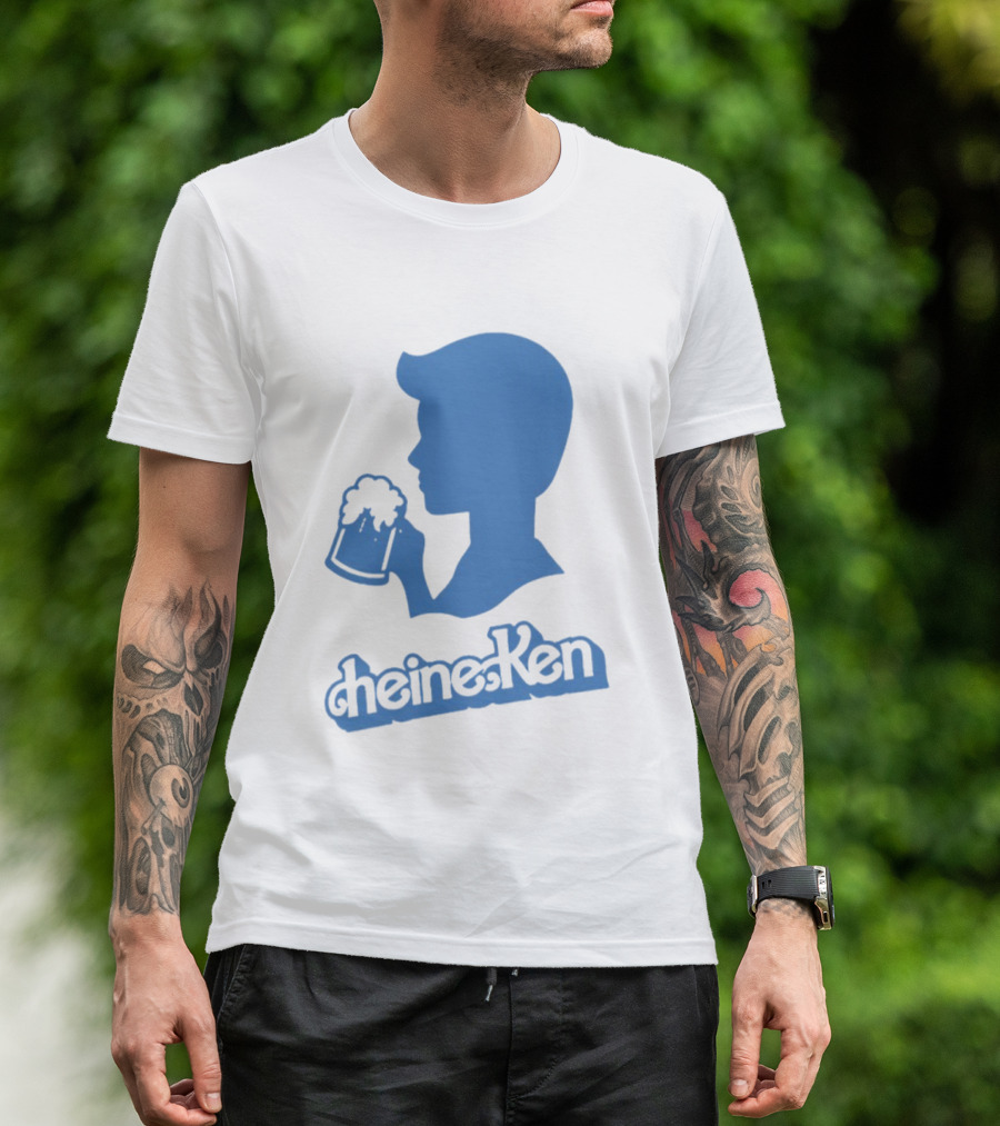 Ken Blue Beer Silhouette Heineken Play On Words T-Shirt