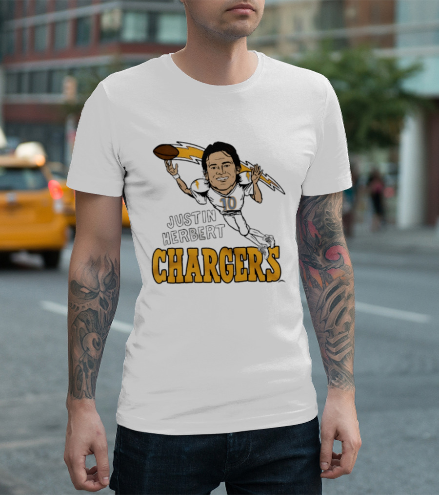 Justin Herbert Chargers Football Caricature Los Angeles T-Shirt