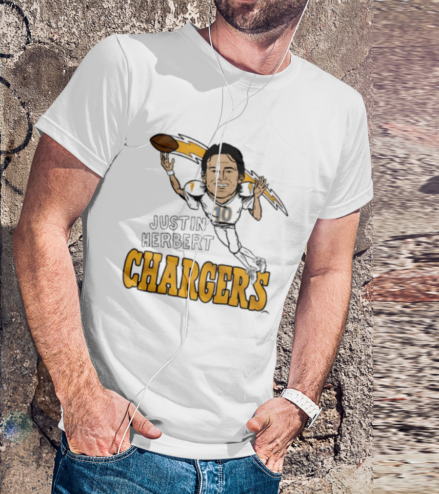 Justin Herbert Chargers Football Caricature Los Angeles T-Shirt