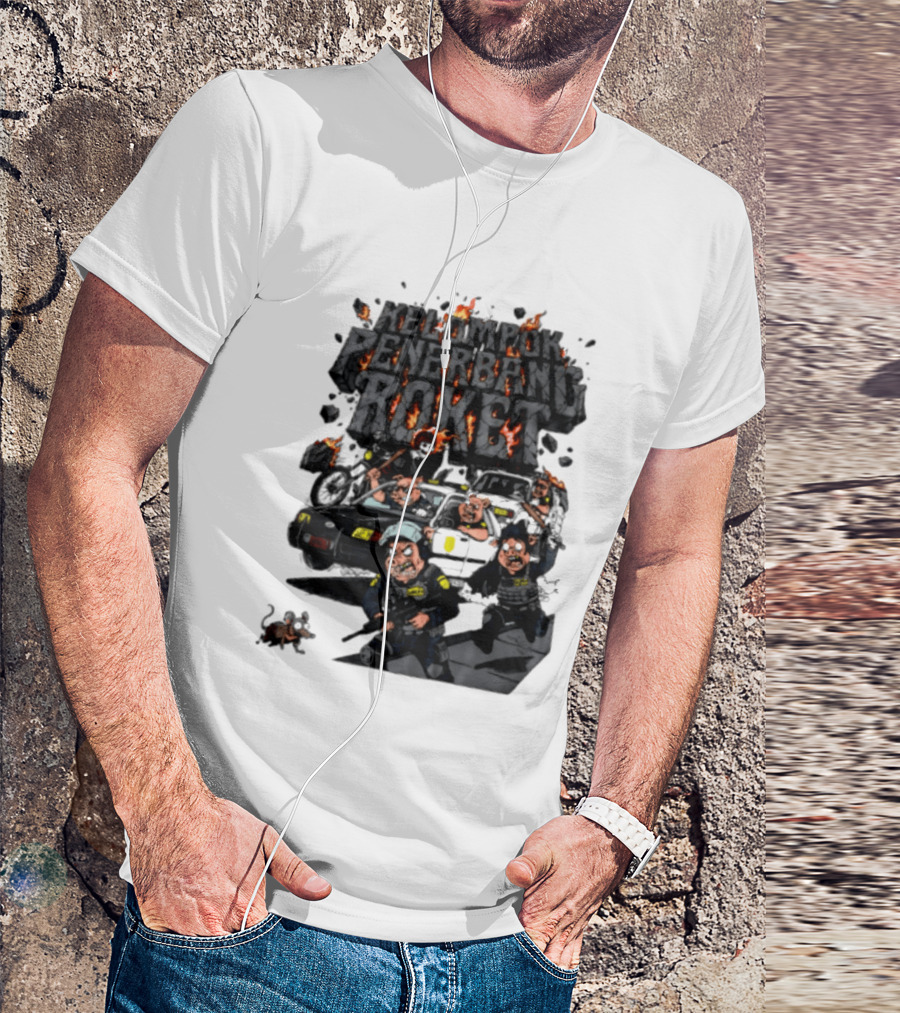 Kelompok Penerbang Roket Pig Police Bastard Burning Riot Scene T-Shirt