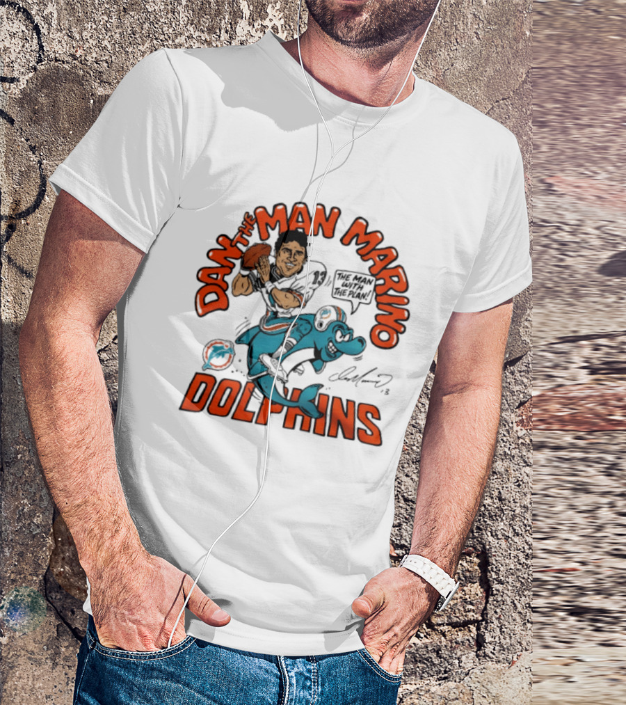 Dan The Man Marino Dolphins Football Caricature T-Shirt