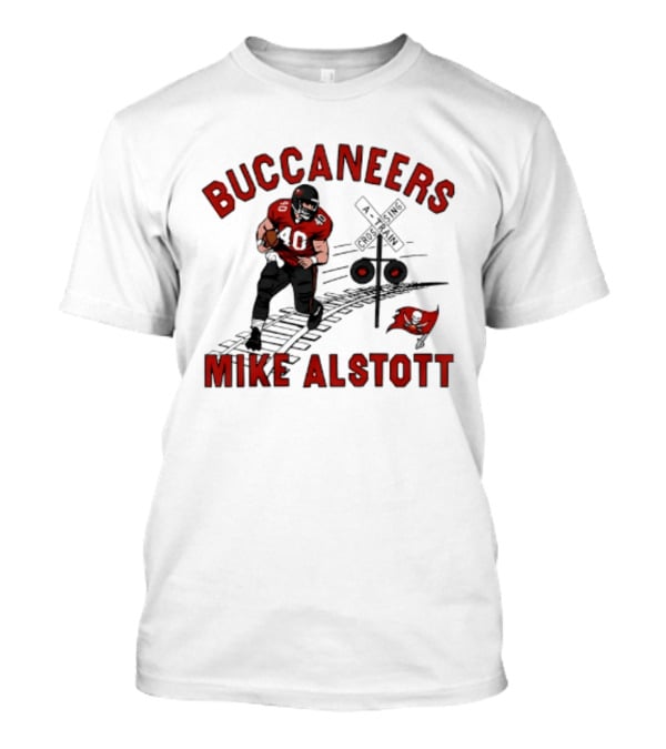 Buccaneers Mike Alstott Football Player Railroad Crossing T-Shirt