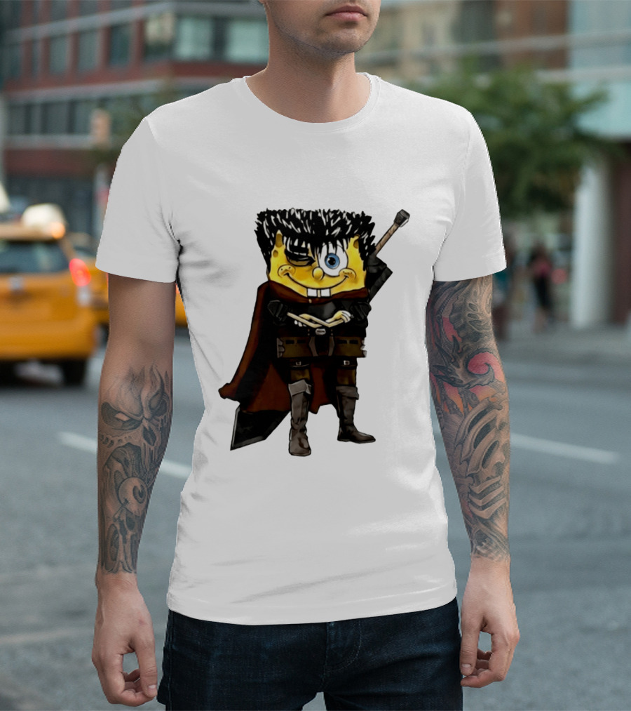 SpongeBob X Berserk Guts Crossover SpongeGuts SquarePants Character Mashup T-Shirt