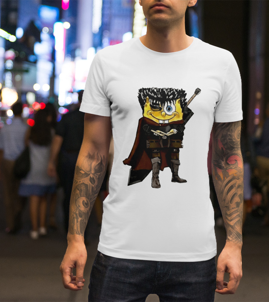 SpongeBob X Berserk Guts Crossover SpongeGuts SquarePants Character Mashup T-Shirt