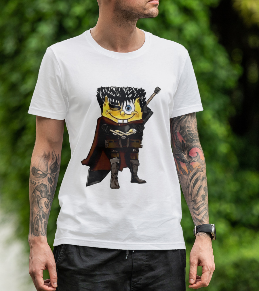 SpongeBob X Berserk Guts Crossover SpongeGuts SquarePants Character Mashup T-Shirt