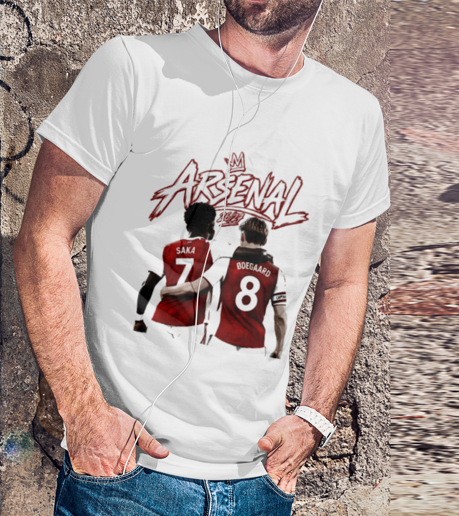 Arsenal Saka 7 Odegaard 8 Football Moment T-Shirt