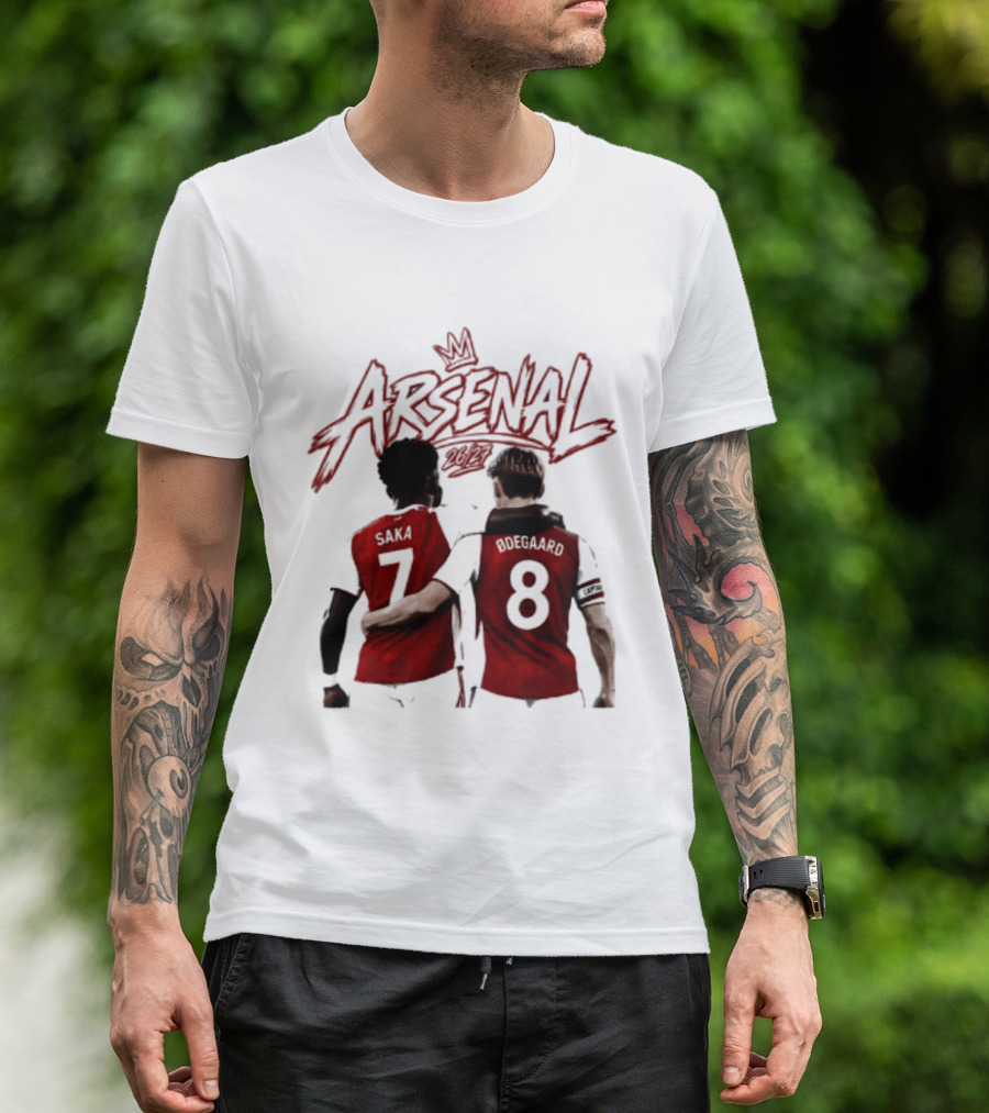 Arsenal Saka 7 Odegaard 8 Football Moment T-Shirt