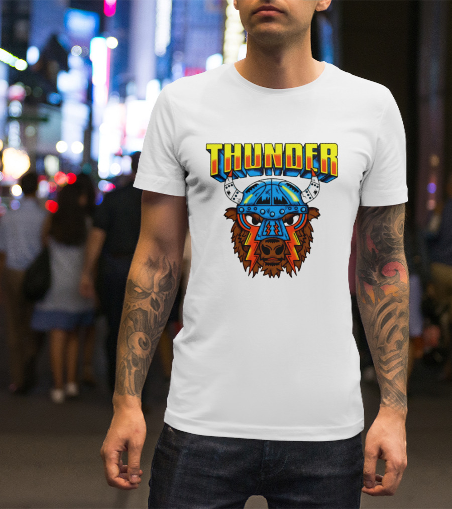 Thunder Buffalo Viking Helmet Bison Basketball T-Shirt