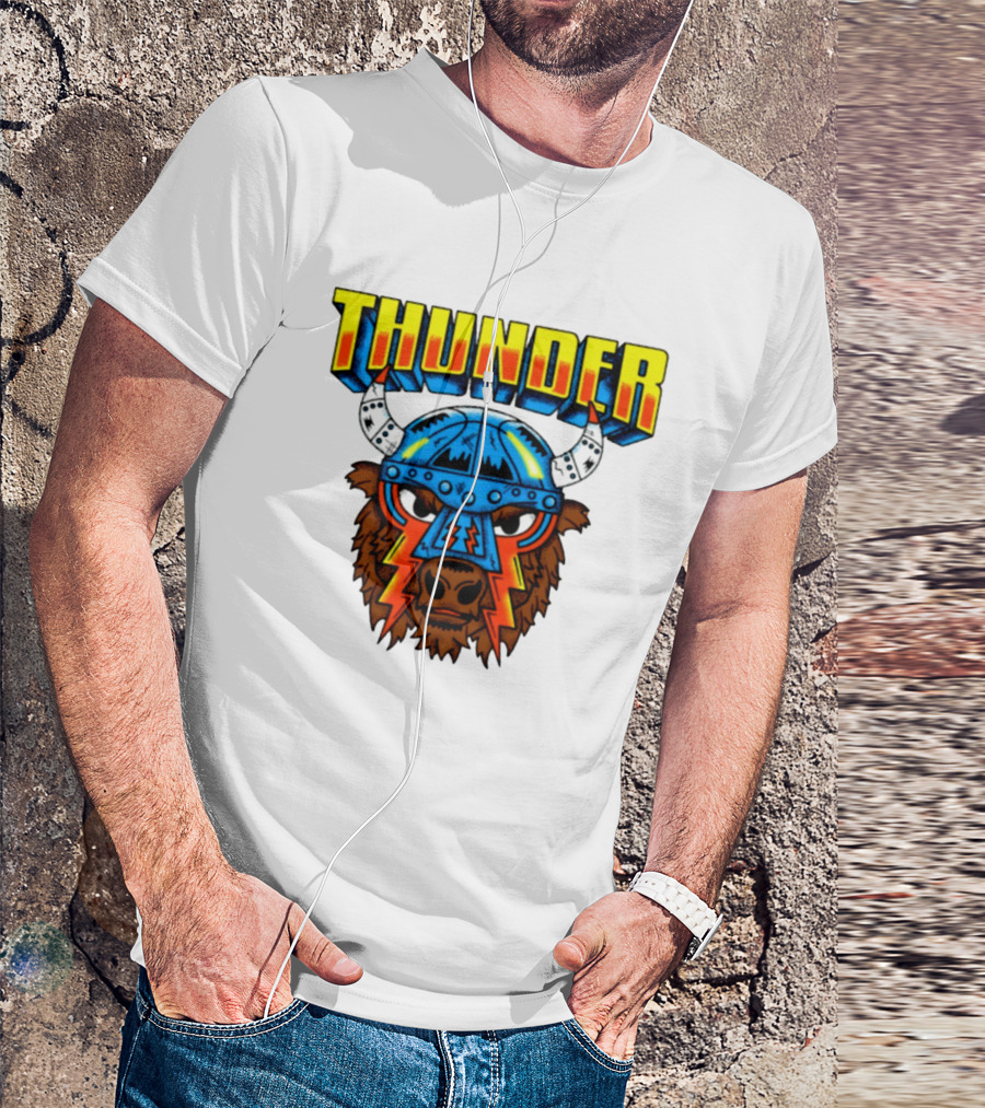 Thunder Buffalo Viking Helmet Bison Basketball T-Shirt