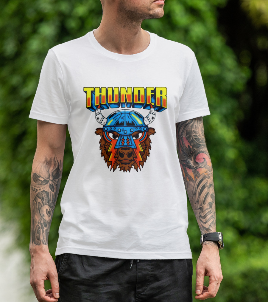 Thunder Buffalo Viking Helmet Bison Basketball T-Shirt