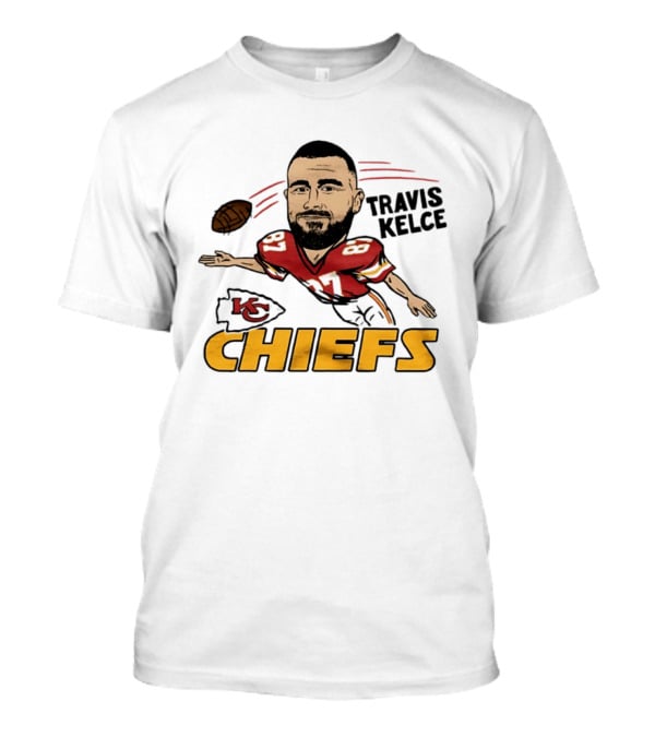 Travis Kelce Kansas City Chiefs Caricature KC Chiefs Football Player T-Shirt