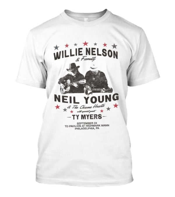 Willie Nelson And Family Neil Young The Outlaw Music Festival TD Pavilion Highmark Mann Philadelphia PA 2026 T-Shirt