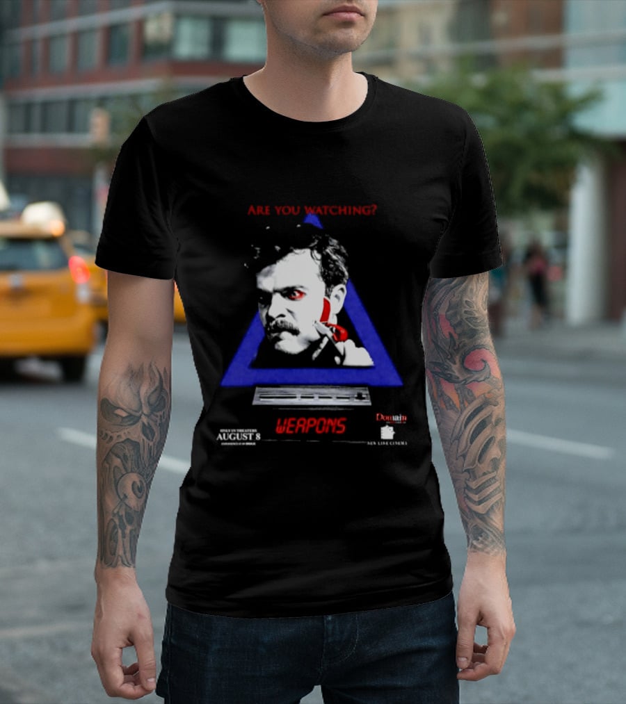 Are You Ing Weapons Triangle Face Art New Line Cinema T-Shirt
