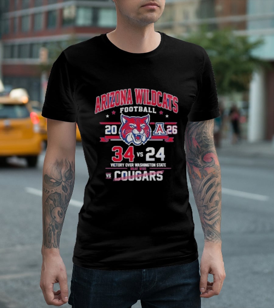 Arizona Wildcats Football 2026 Victory Over Washington State Cougars 34 24 T-Shirt