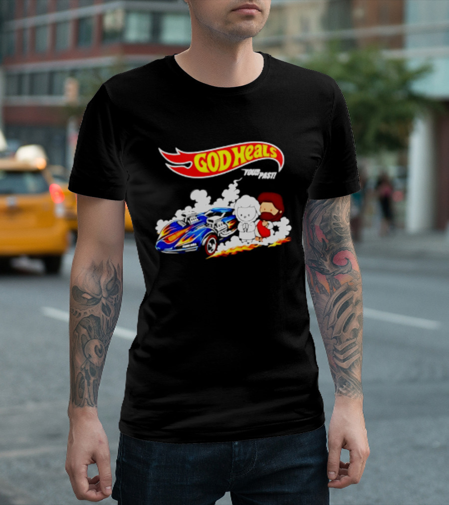 God Heals Hot Wheels Jesus And Lamb Twin Mill T-Shirt