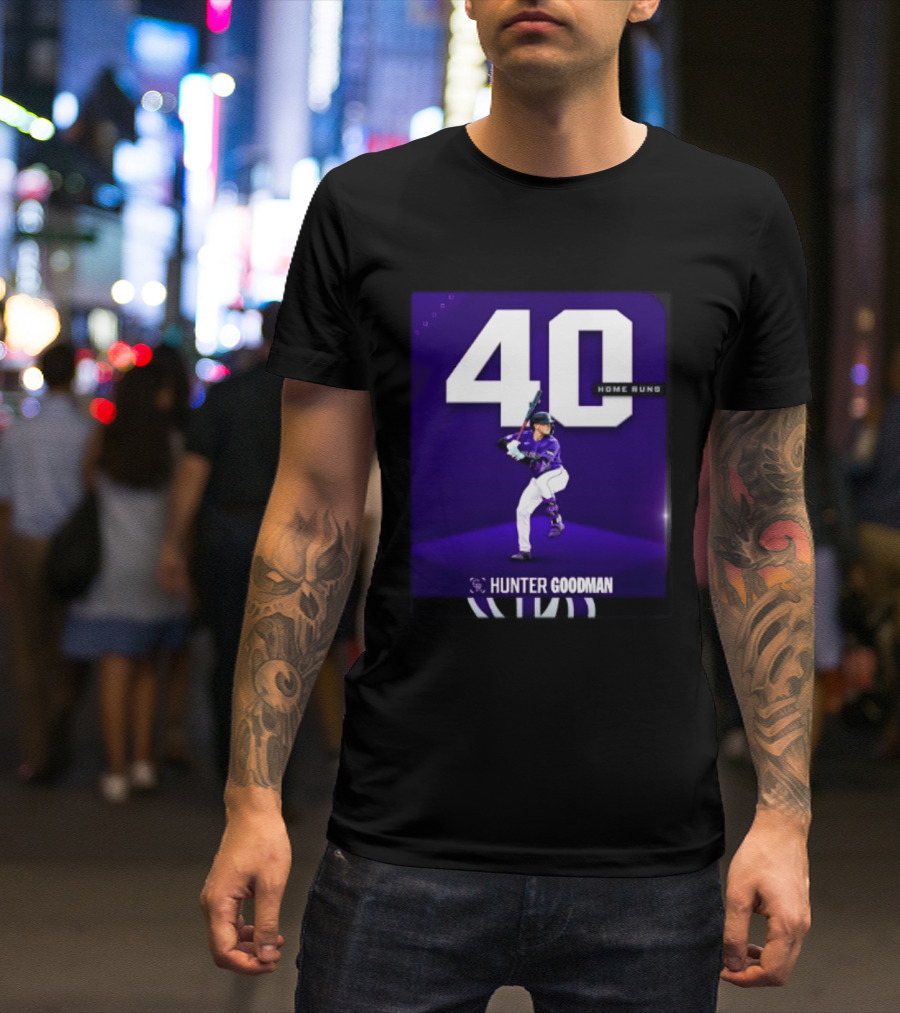 Hunter Goodman 40 Home Runs Colorado Rockies Purple T-Shirt
