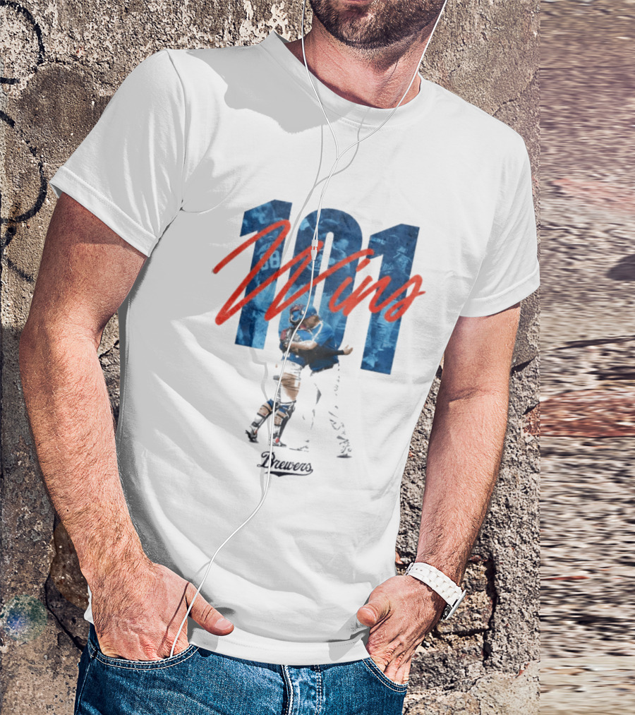 Brewers 101 Wins Robert Gasser William Contreras Celebration T-Shirt