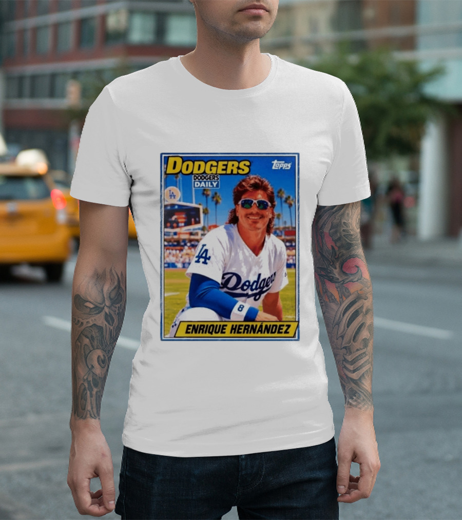 Dodgers Daily Enrique Hernandez Topps LA Baseball T-Shirt