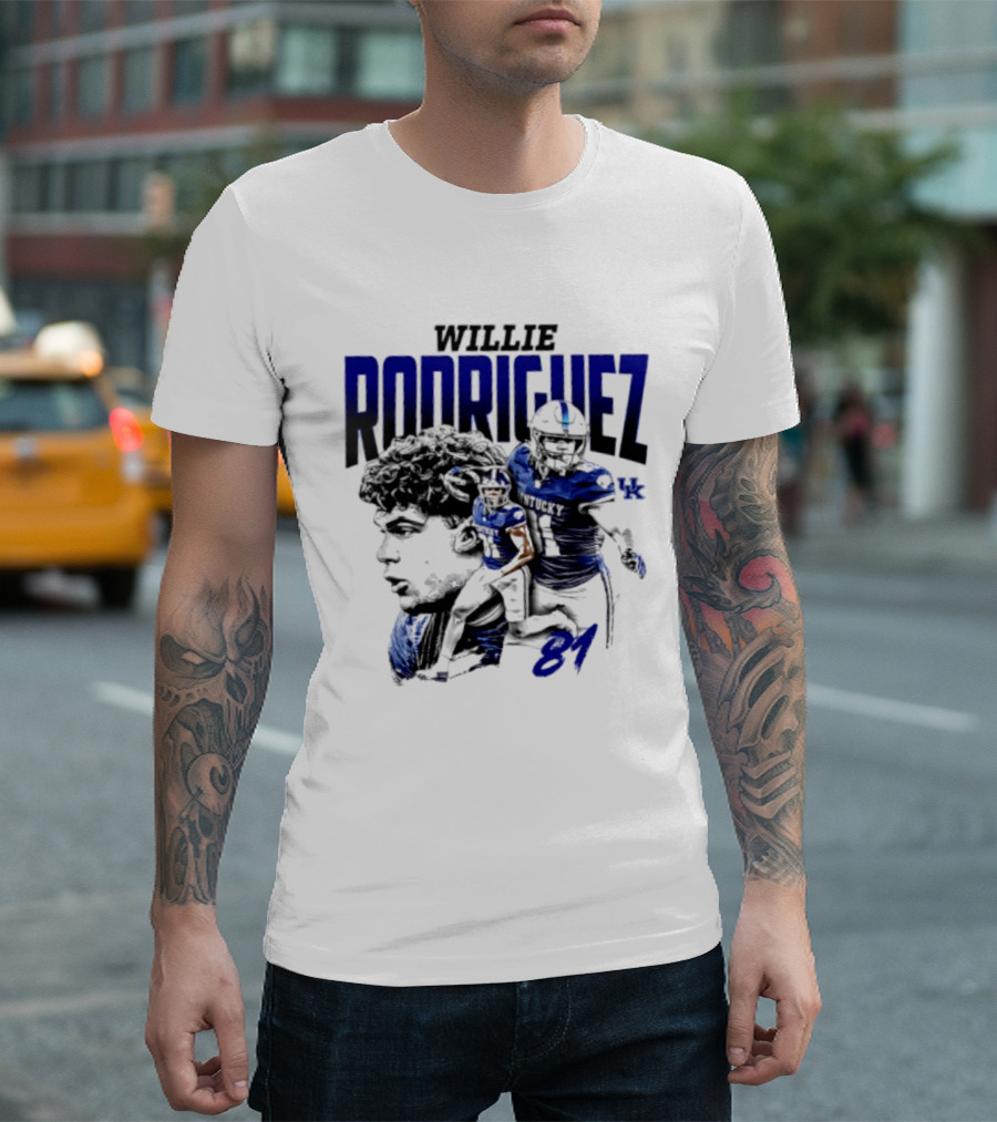 Willie Rodriguez 81 Kentucky Wildcats NCAA Football Player UK T-Shirt