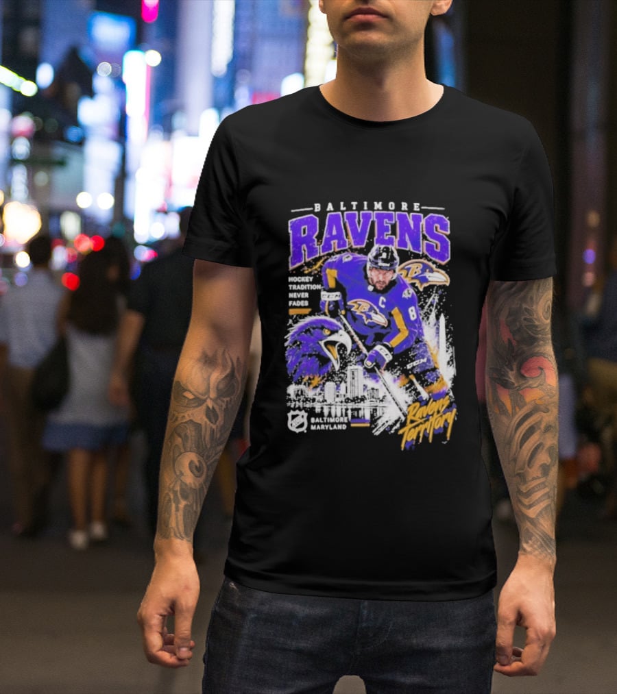 Baltimore Ravens Territory Tradition Never Fades Skyline Maryland Hockey T-Shirt