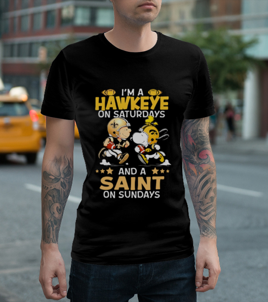 Peanuts I'm A Hawkeye On Saturdays And A Saint On Sundays T-Shirt