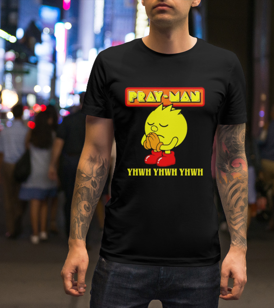 Pray Man YHWH Spiritual Pac Man Symbolism T-Shirt